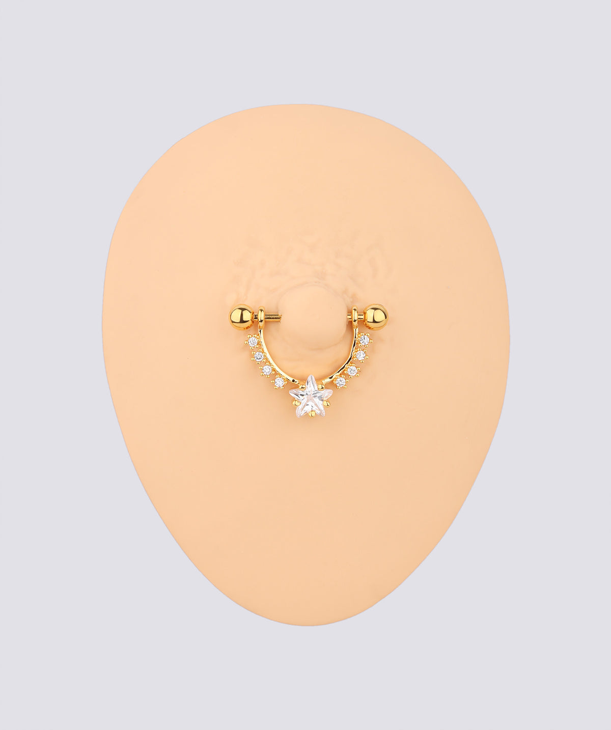 Star Glitter Nipple Rings - Stainless Steel - Oumo Jewelry
