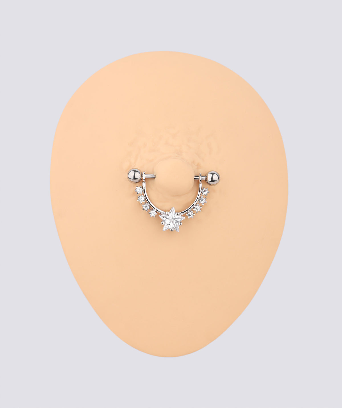 Star Glitter Nipple Rings - Stainless Steel - Oumo Jewelry