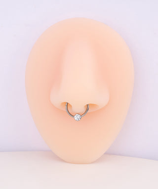 Titanium Basic Gemstone Clicker Hoop - OumoJewelry