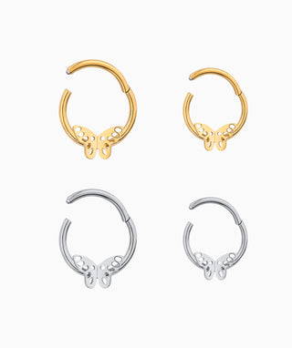 Titanium Butterfly Clicker Hoop - OumoJewelry