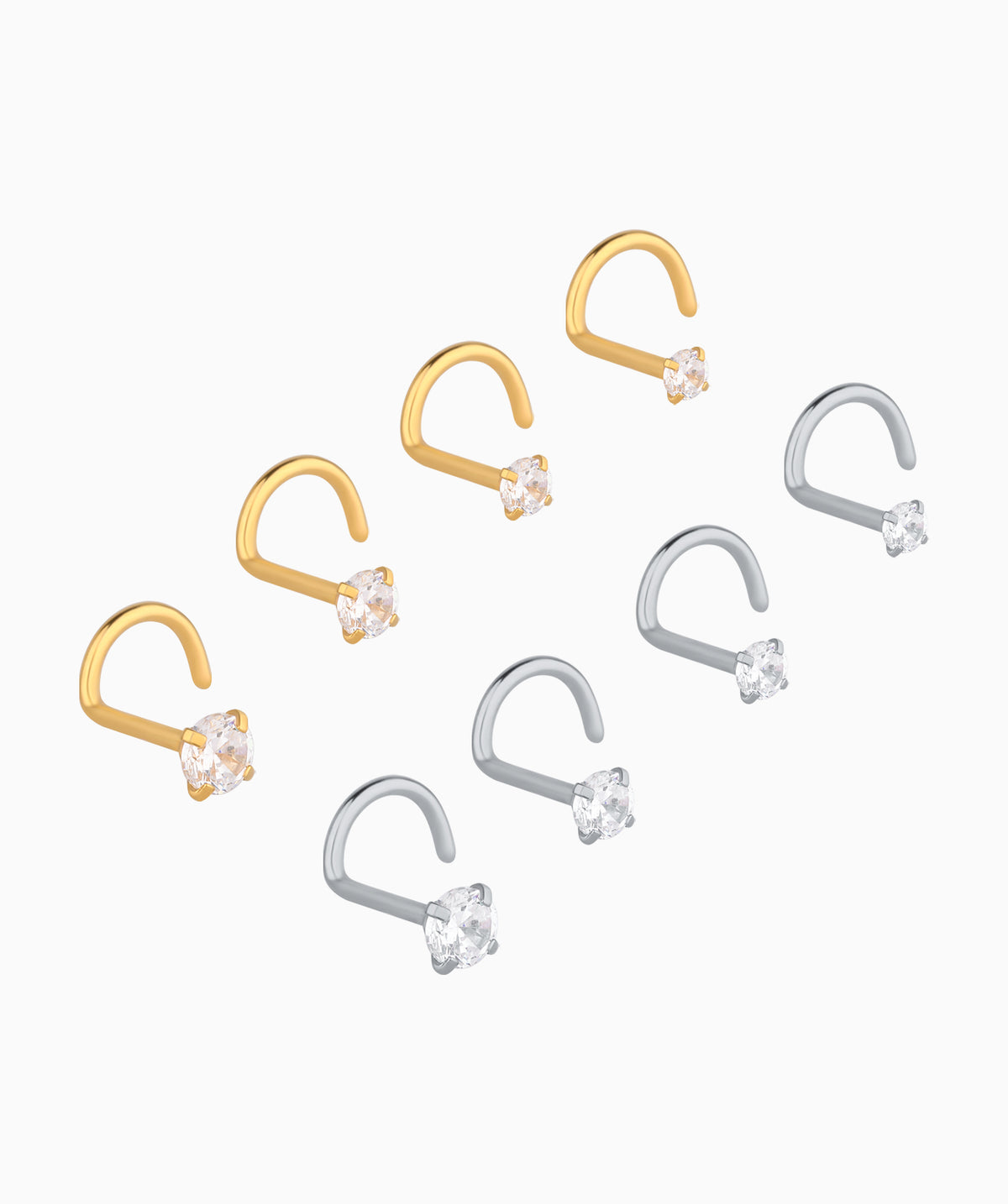 Basic Gemstone Nose Stud - Stainless Steel - Nostril - Oumo Jewelry