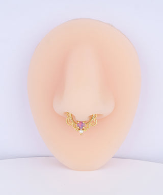 Purple Opal Clicker Hoop - OumoJewelry
