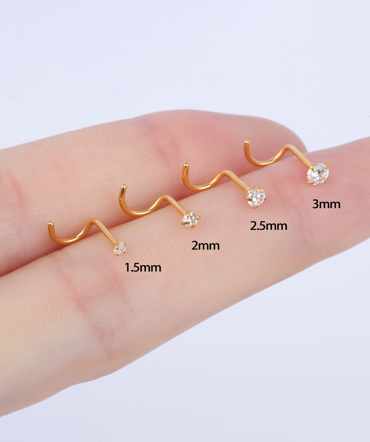 Basic Gemstone Nose Stud - Stainless Steel - Nostril - Oumo Jewelry
