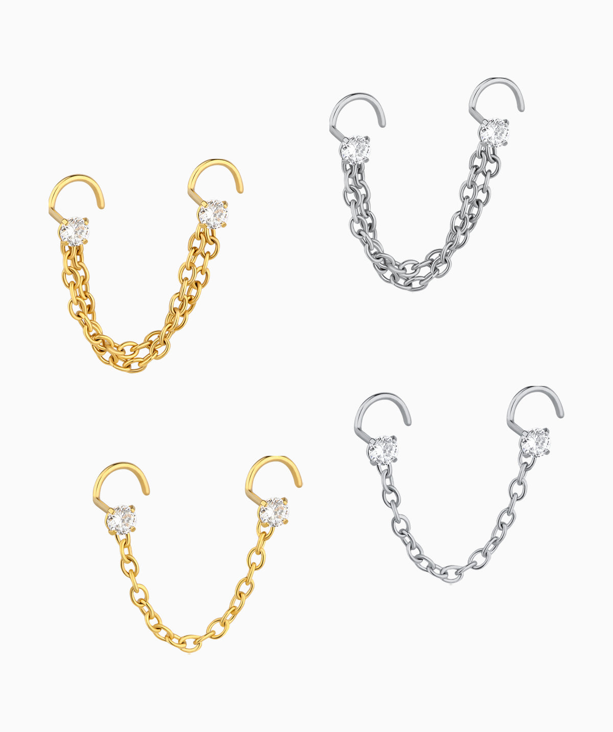Cool Chain Nose Stud - Stainless Steel - Nostril - Oumo Jewelry