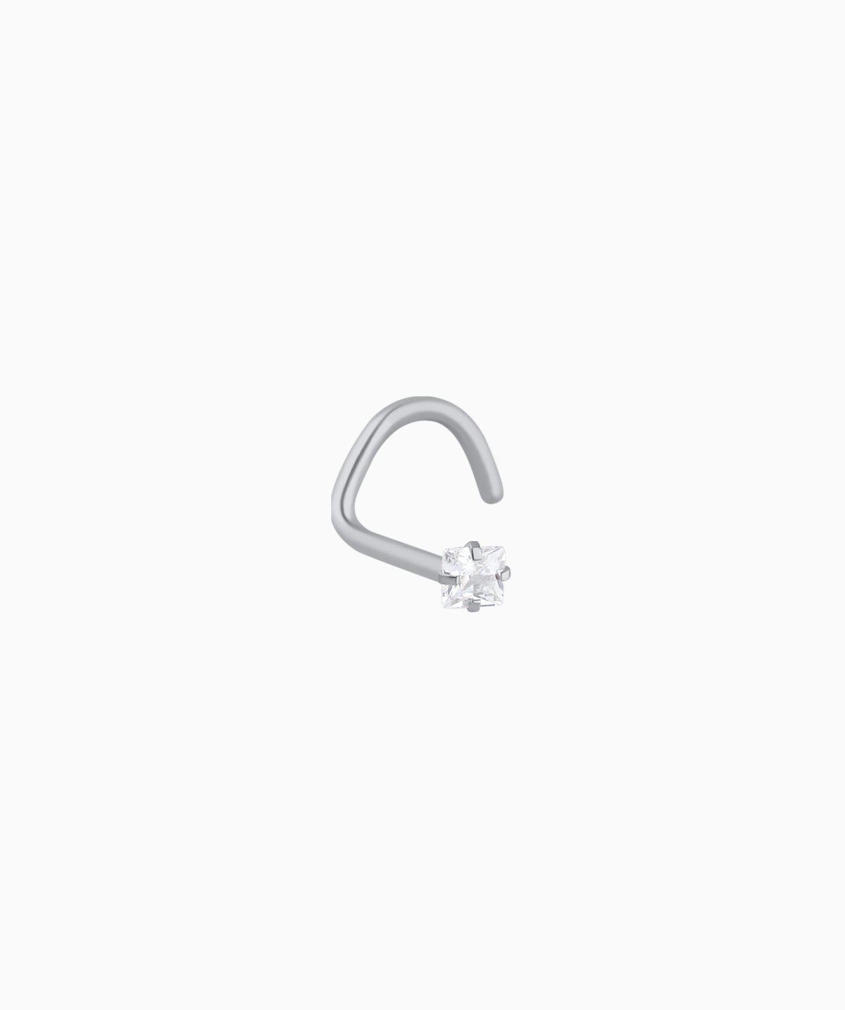 Square Gemstone Nose Stud - Stainless Steel - Nostril - Oumo Jewelry