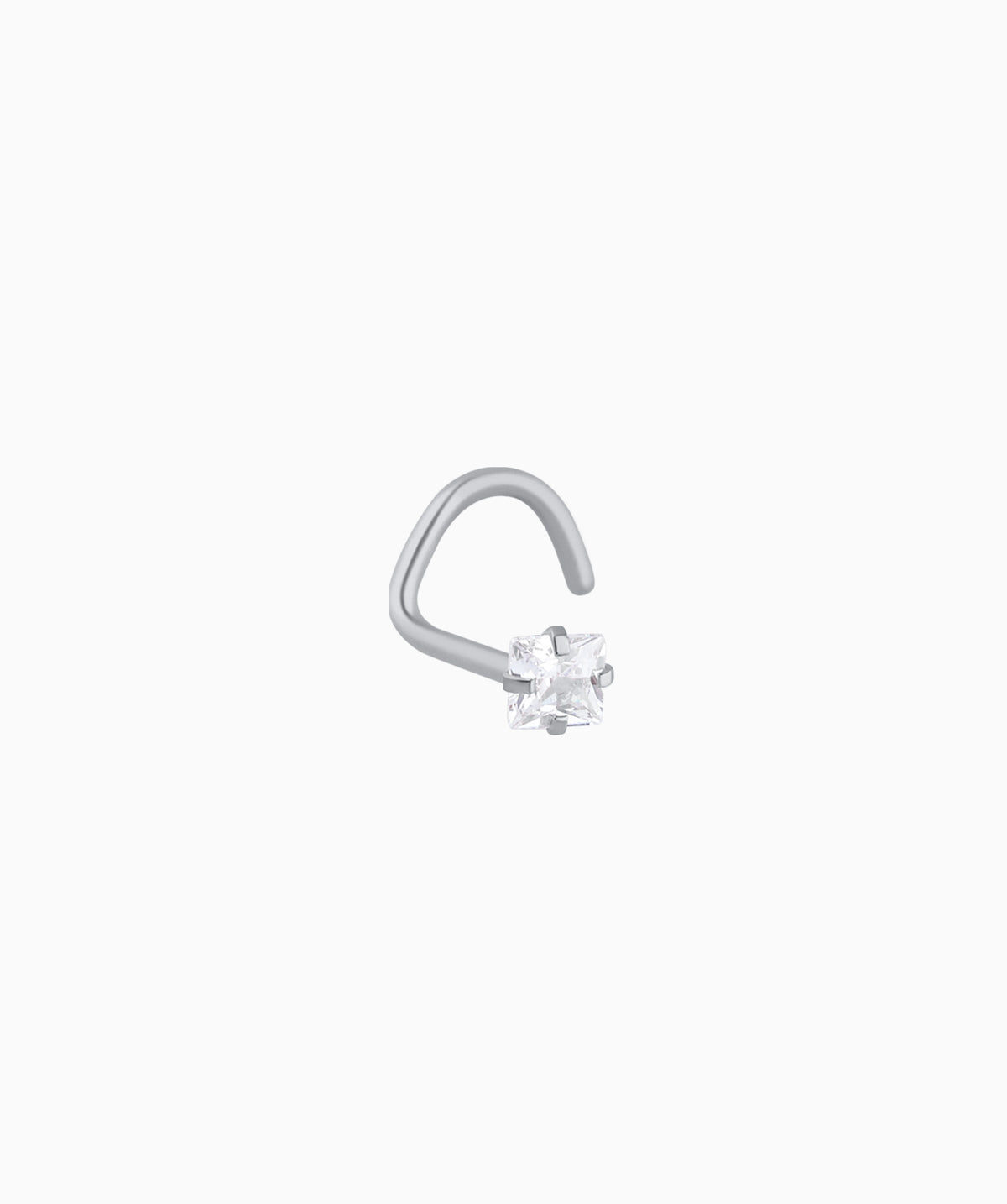 Square Gemstone Nose Stud - Stainless Steel - Nostril - Oumo Jewelry