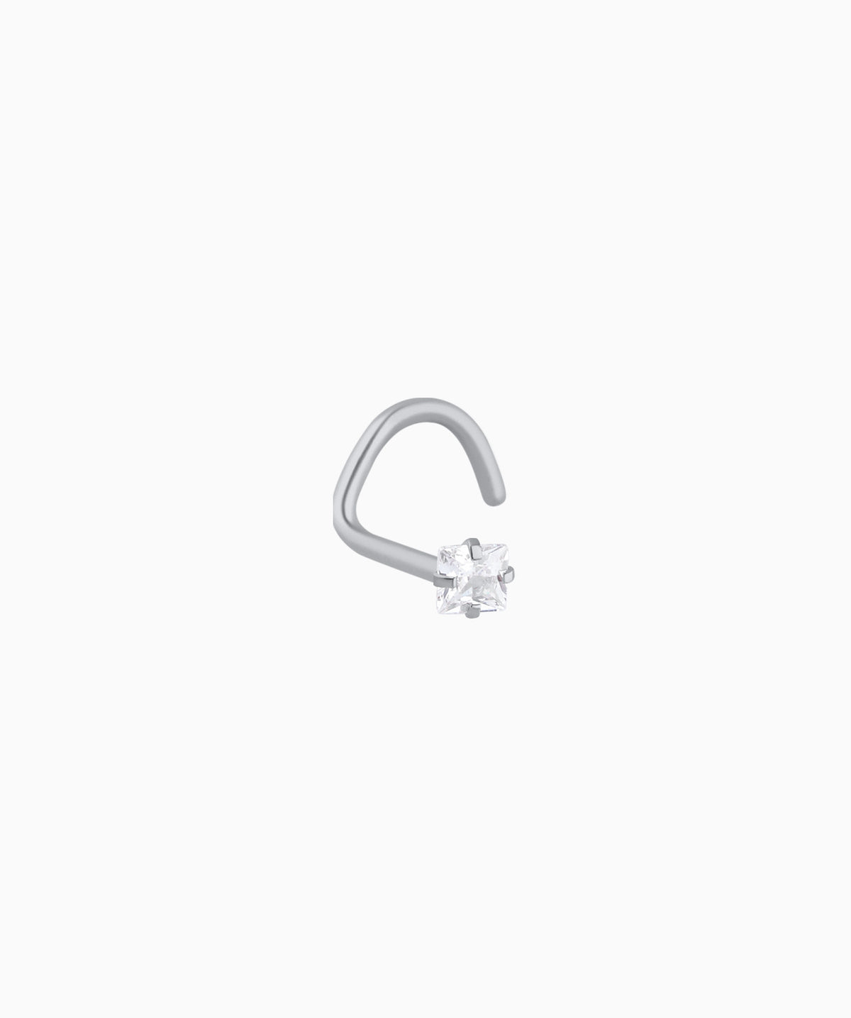 Square Gemstone Nose Stud - Stainless Steel - Nostril - Oumo Jewelry