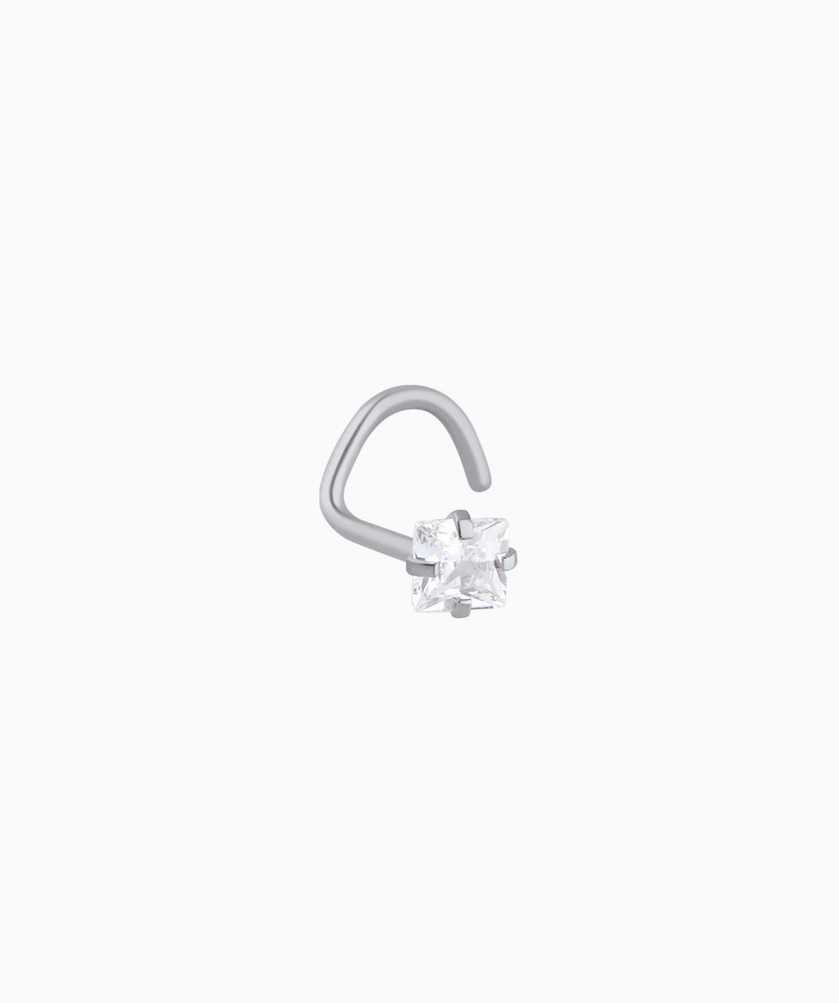 Square Gemstone Nose Stud - Stainless Steel - Nostril - Oumo Jewelry