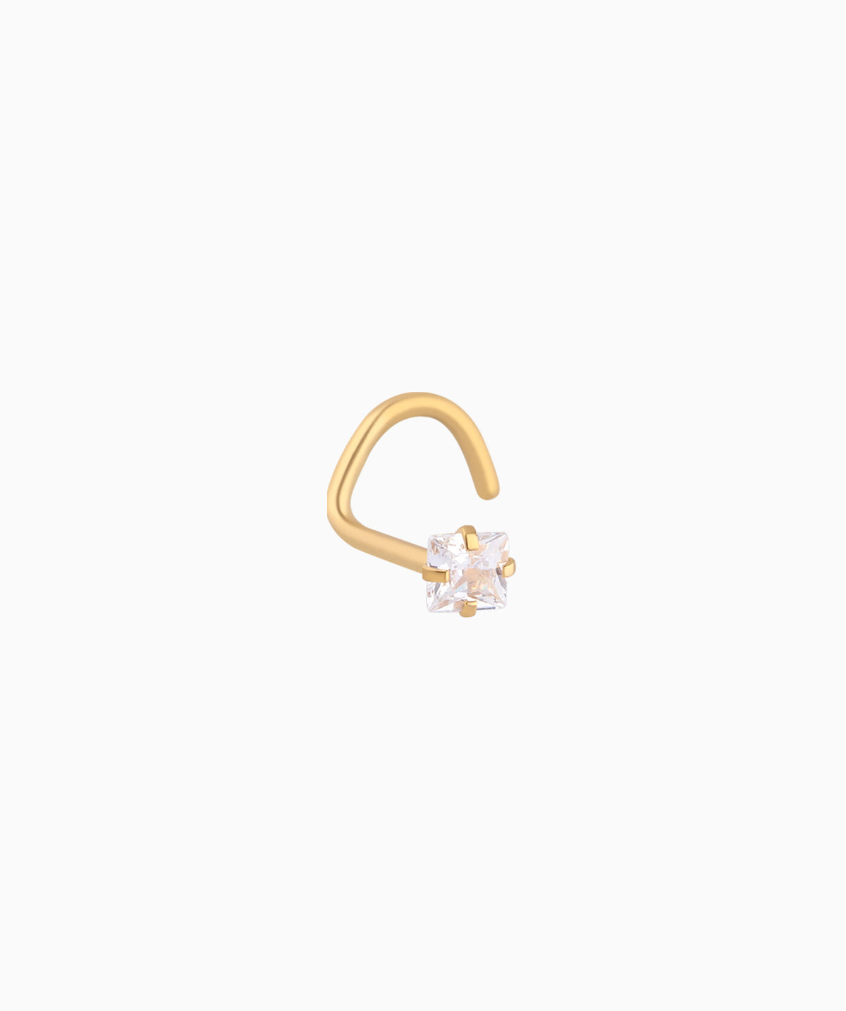 Square Gemstone Nose Stud - Stainless Steel - Nostril - Oumo Jewelry