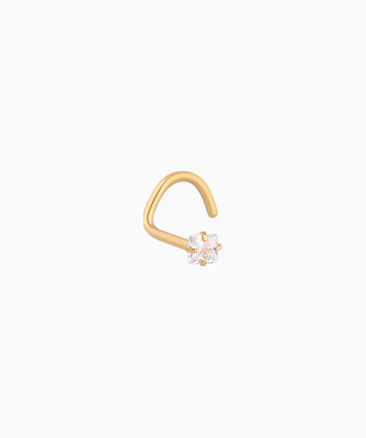 Square Gemstone Nose Stud - Stainless Steel - Nostril - Oumo Jewelry