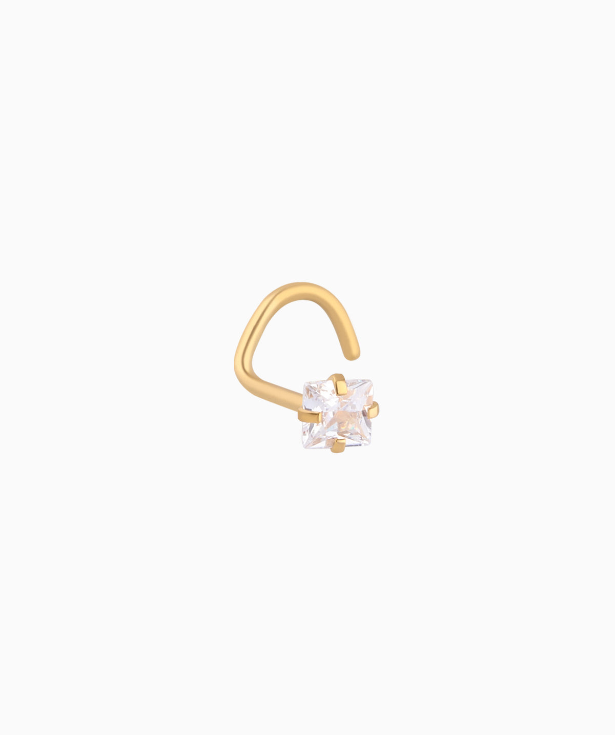 Square Gemstone Nose Stud - Stainless Steel - Nostril - Oumo Jewelry