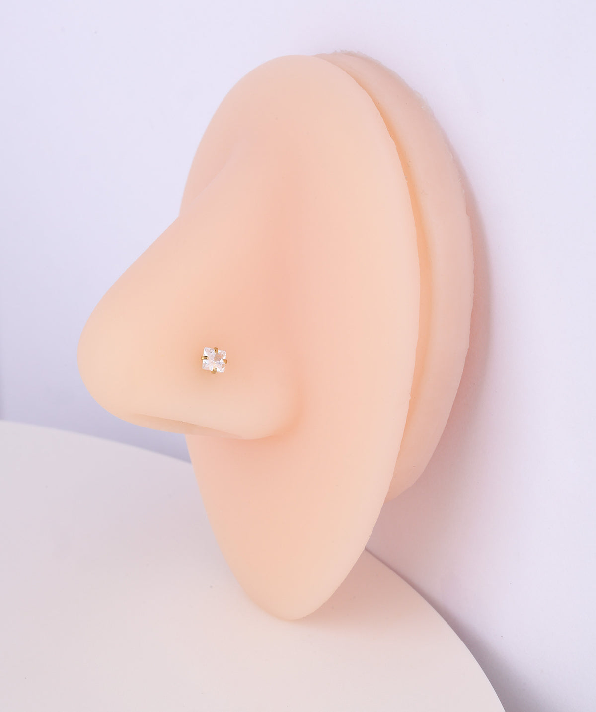 Square Gemstone Nose Stud - Stainless Steel - Nostril - Oumo Jewelry