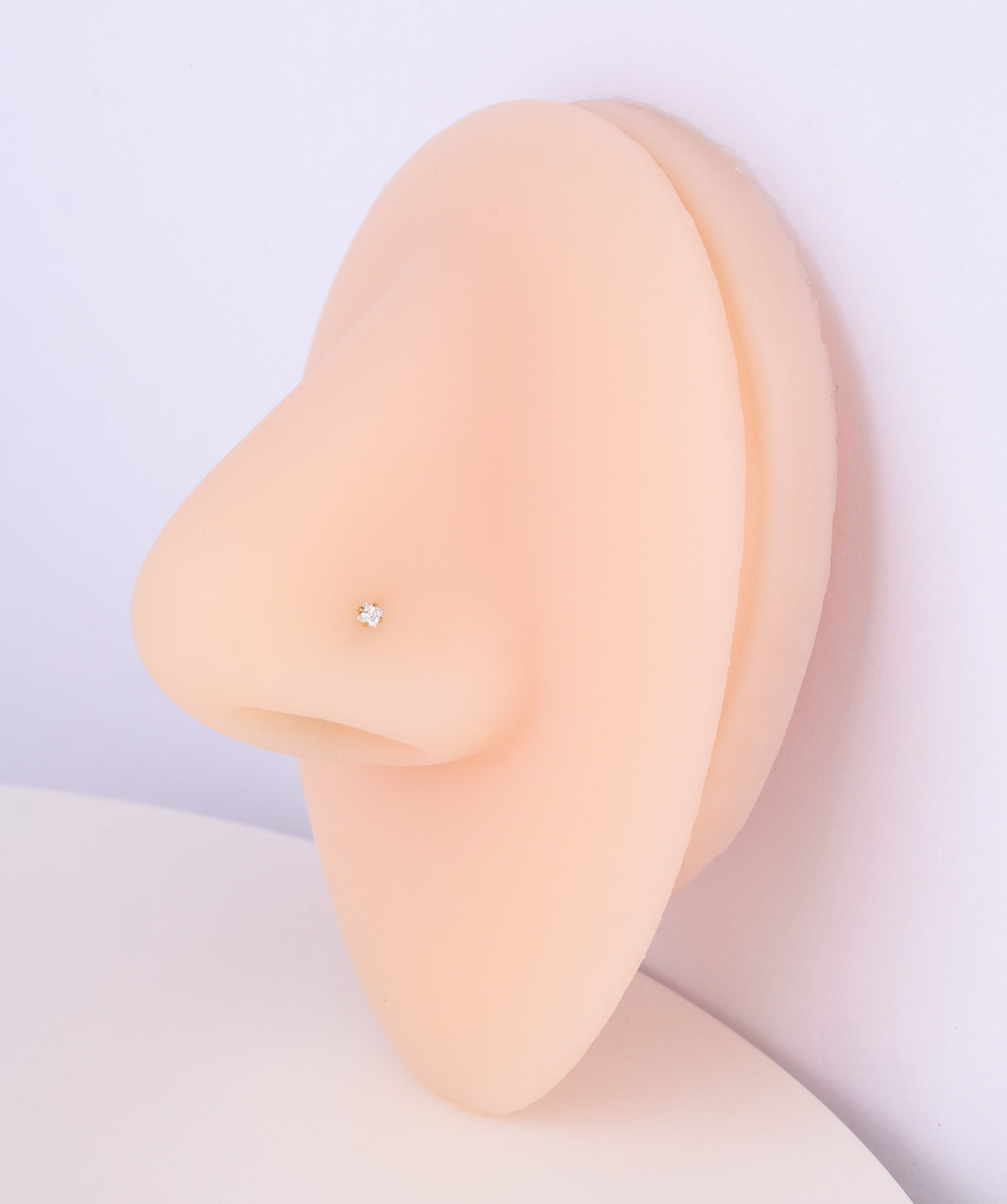 Square Gemstone Nose Stud - Stainless Steel - Nostril - Oumo Jewelry