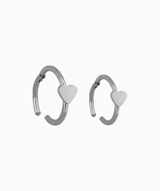 Titanium Heart Clicker Hoop - OumoJewelry