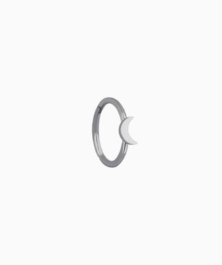 Titanium Crescent Moon Clicker Hoop - OumoJewelry