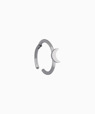 Titanium Crescent Moon Clicker Hoop - OumoJewelry