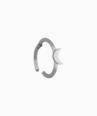 Titanium Crescent Moon Clicker Hoop - OumoJewelry
