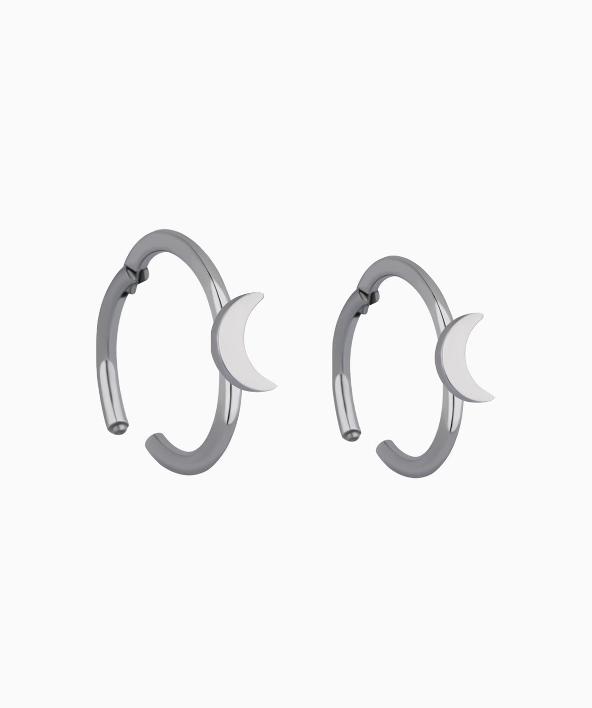 Titanium Crescent Moon Clicker Hoop - Titanium - Conch, Lip - Oumo Jewelry