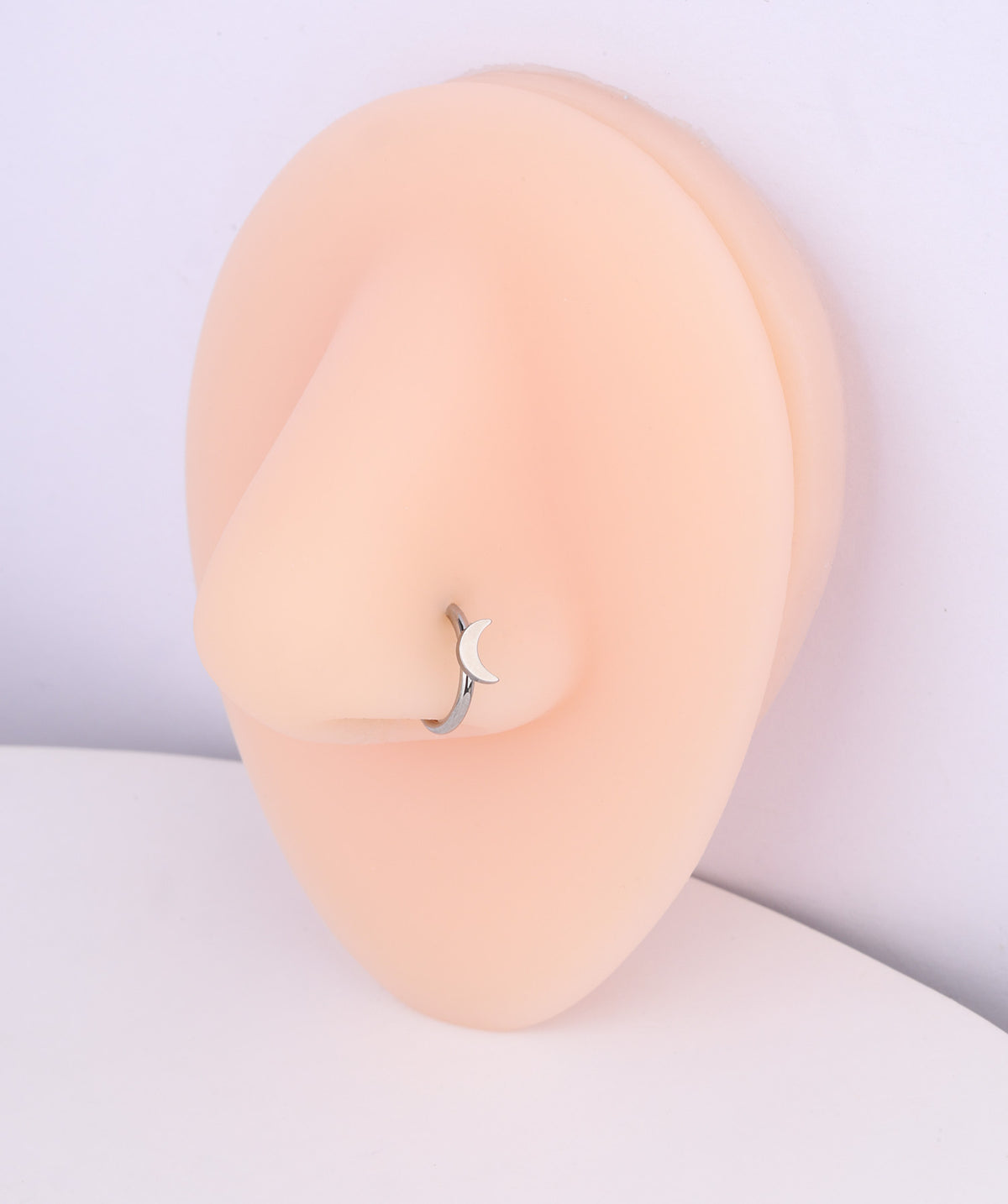 Titanium Crescent Moon Clicker Hoop - Titanium - Conch, Lip - Oumo Jewelry
