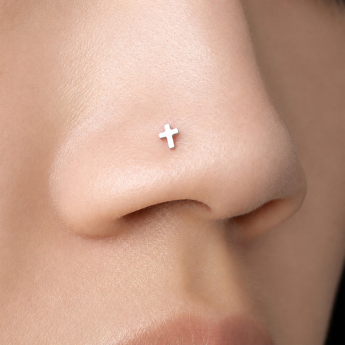 Titanium Cross Nose Stud