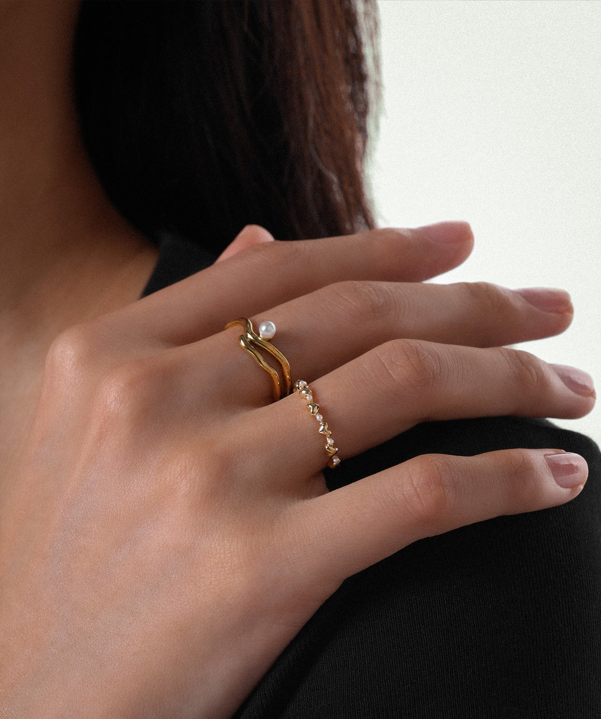 Pearly Heart Ring - Brass - Oumo Jewelry