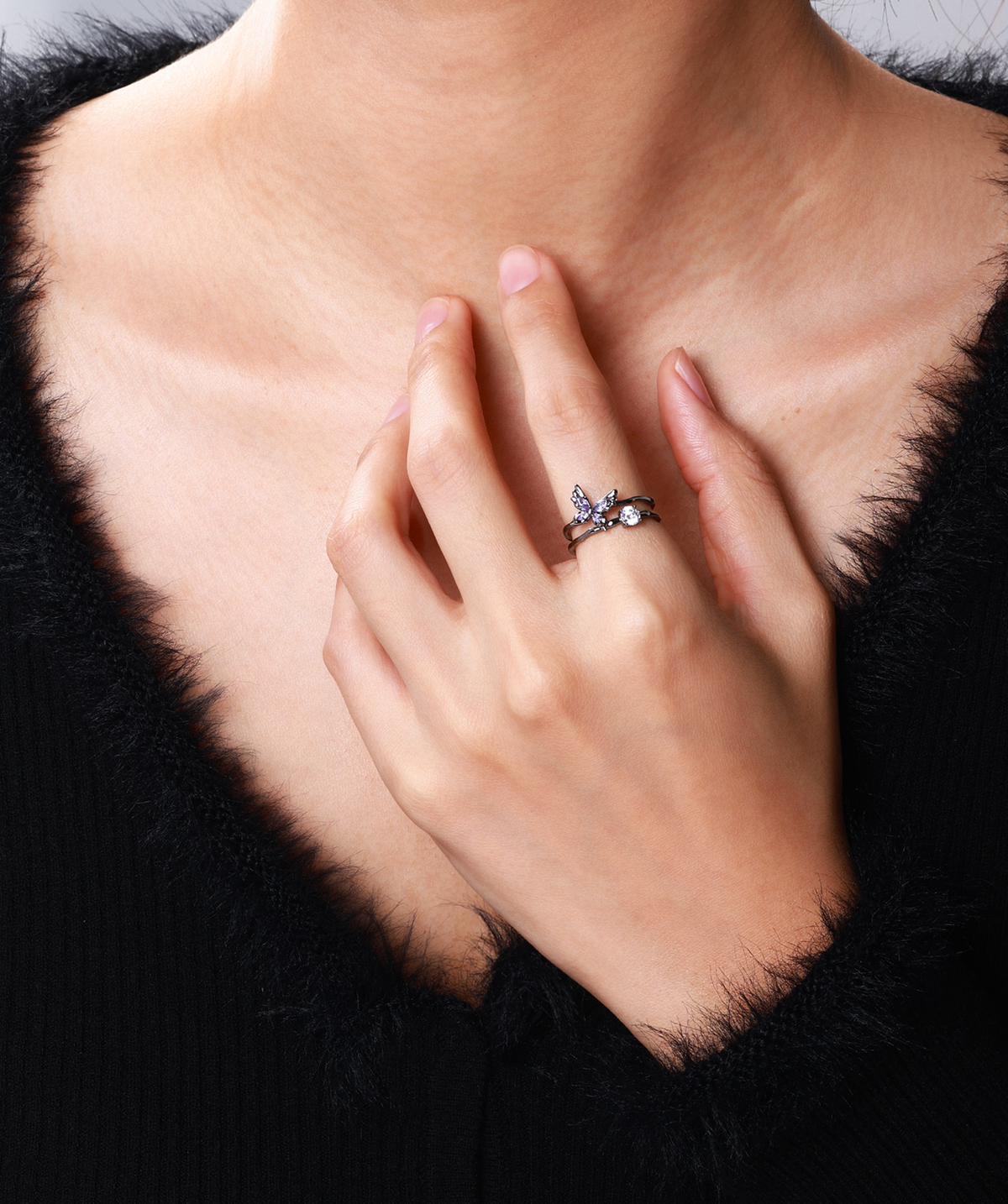 Gem Butterfly Ring - Brass - Oumo Jewelry
