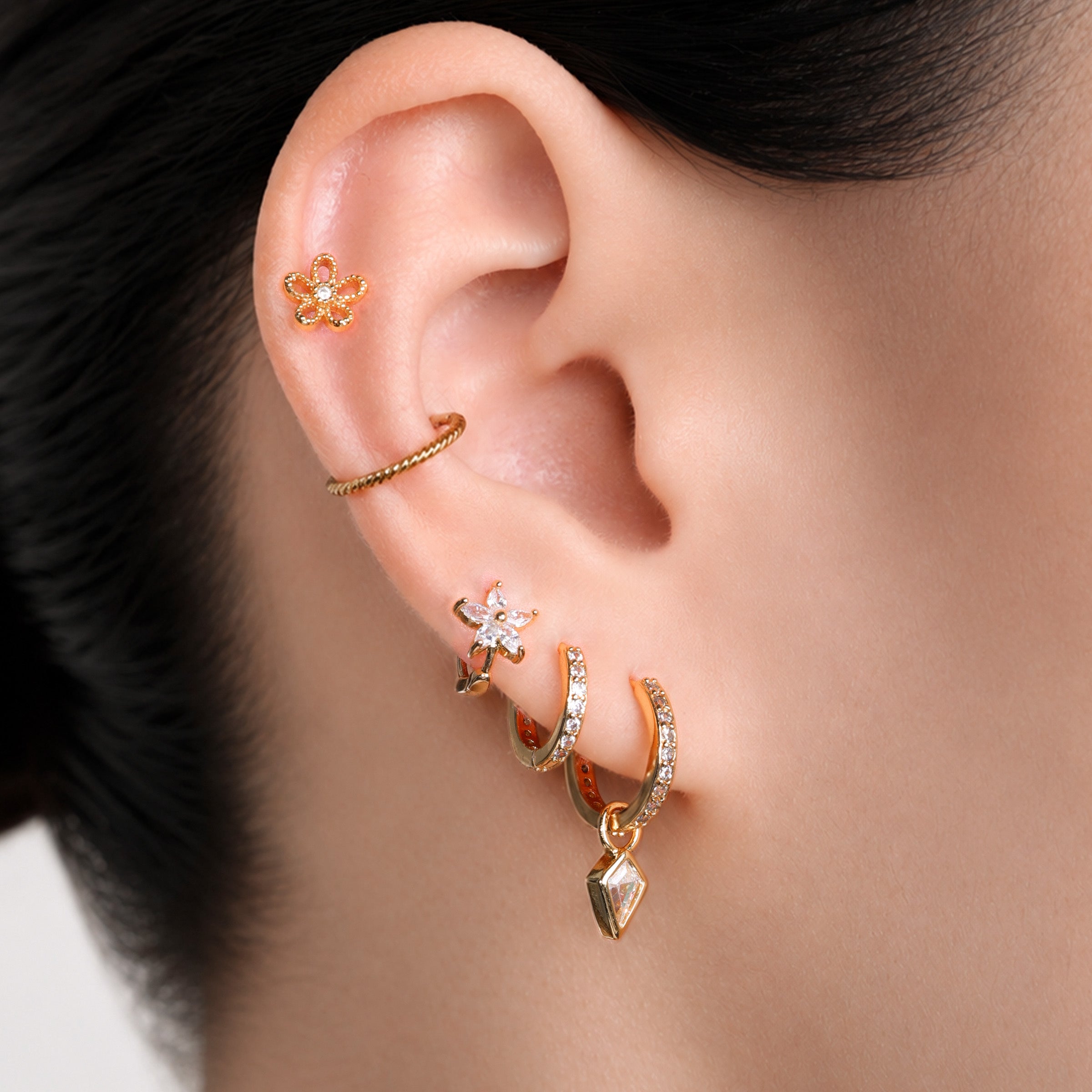 Maren Flower Ear Stack Set