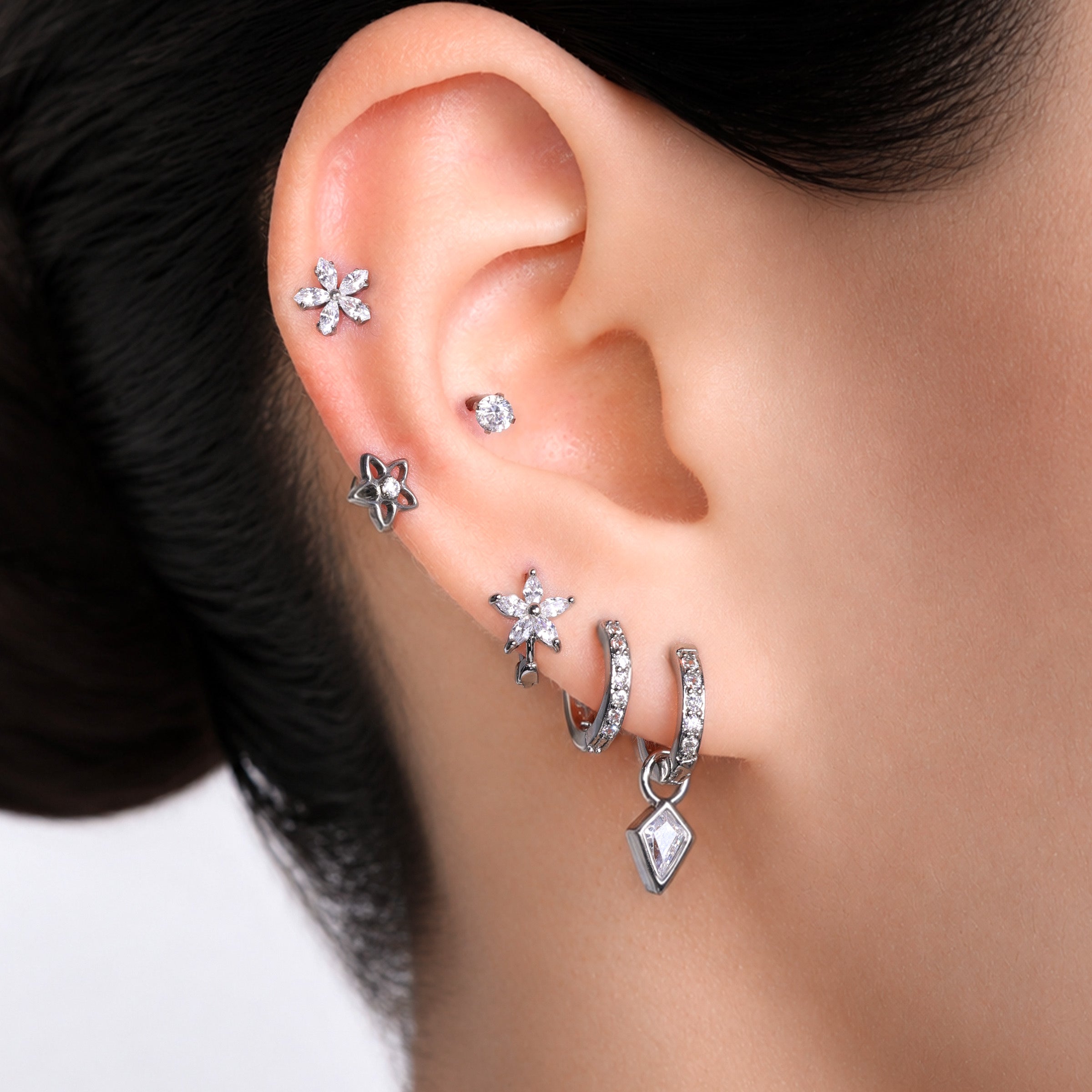 Maren Flower Ear Stack Set