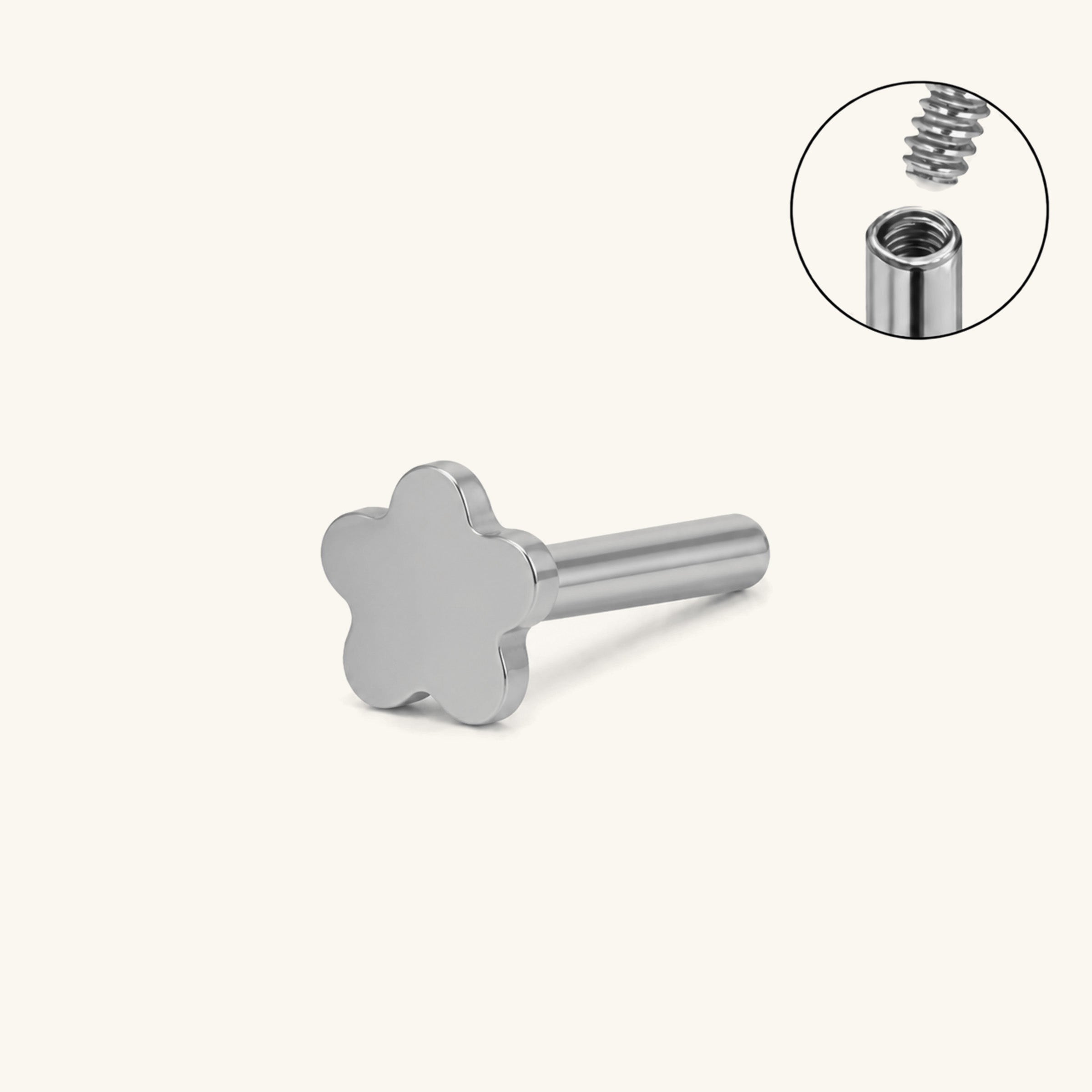 Flower Internal Threaded Flat Back Post (Titanium)