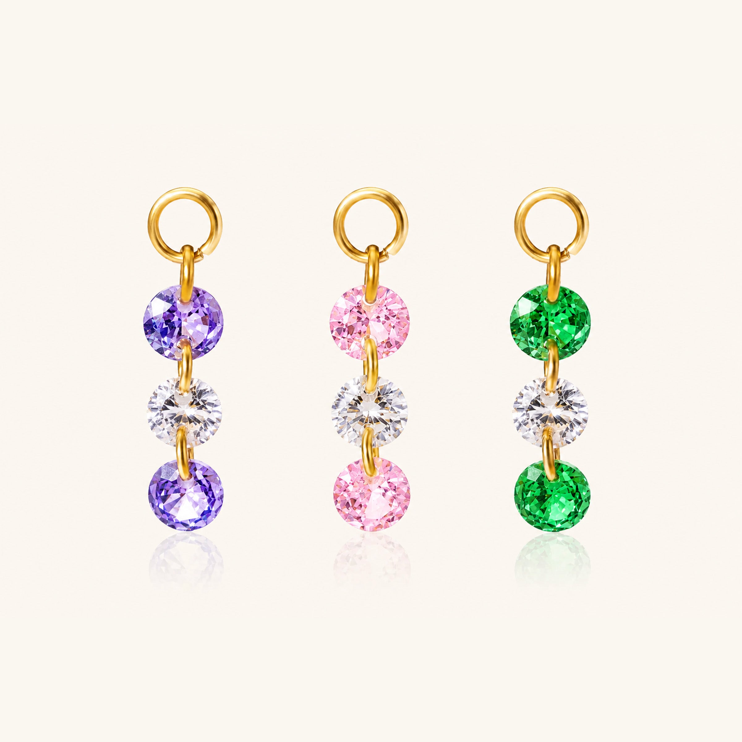 Three Round CZ Charm Drop