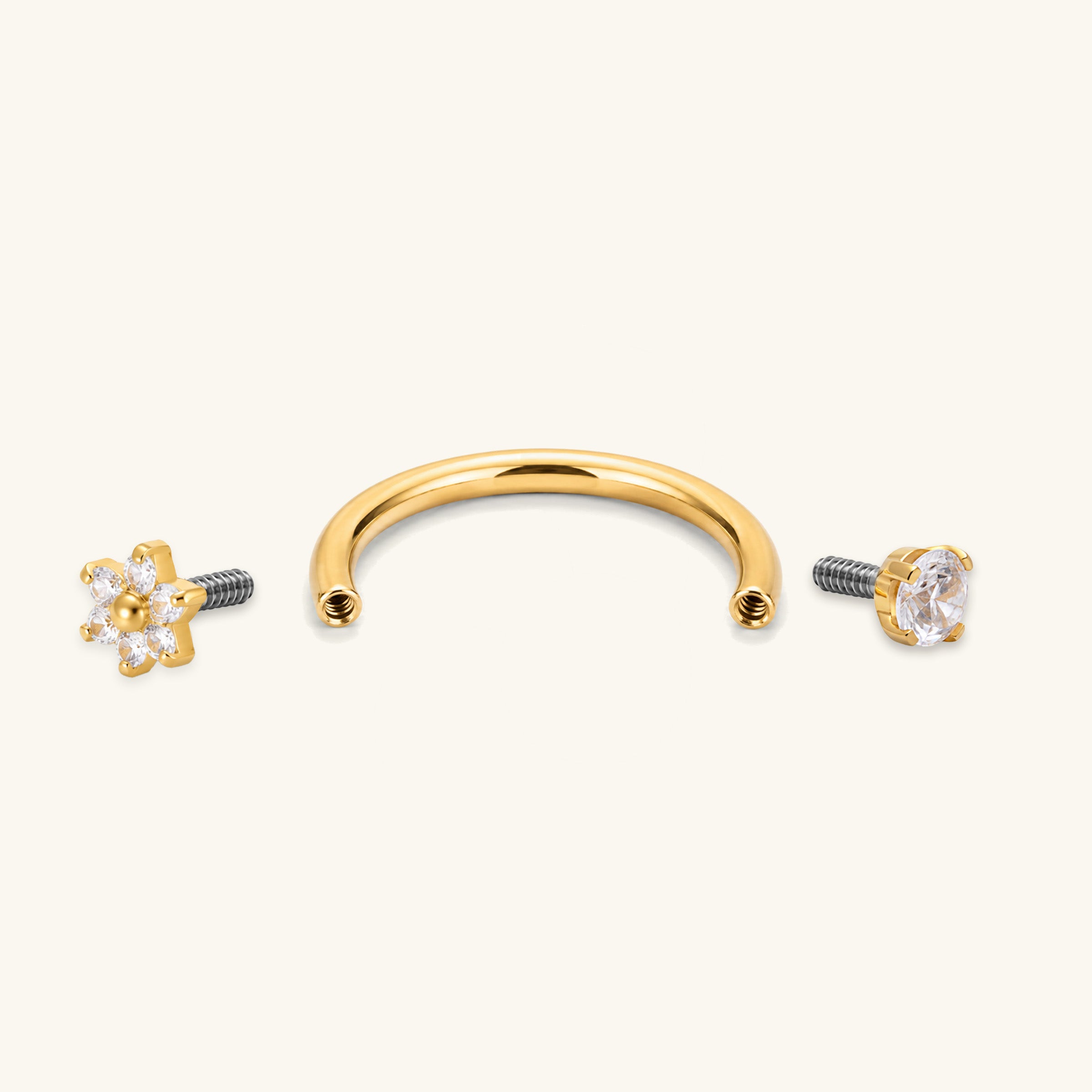 Titanium Flower Horseshoe Ring
