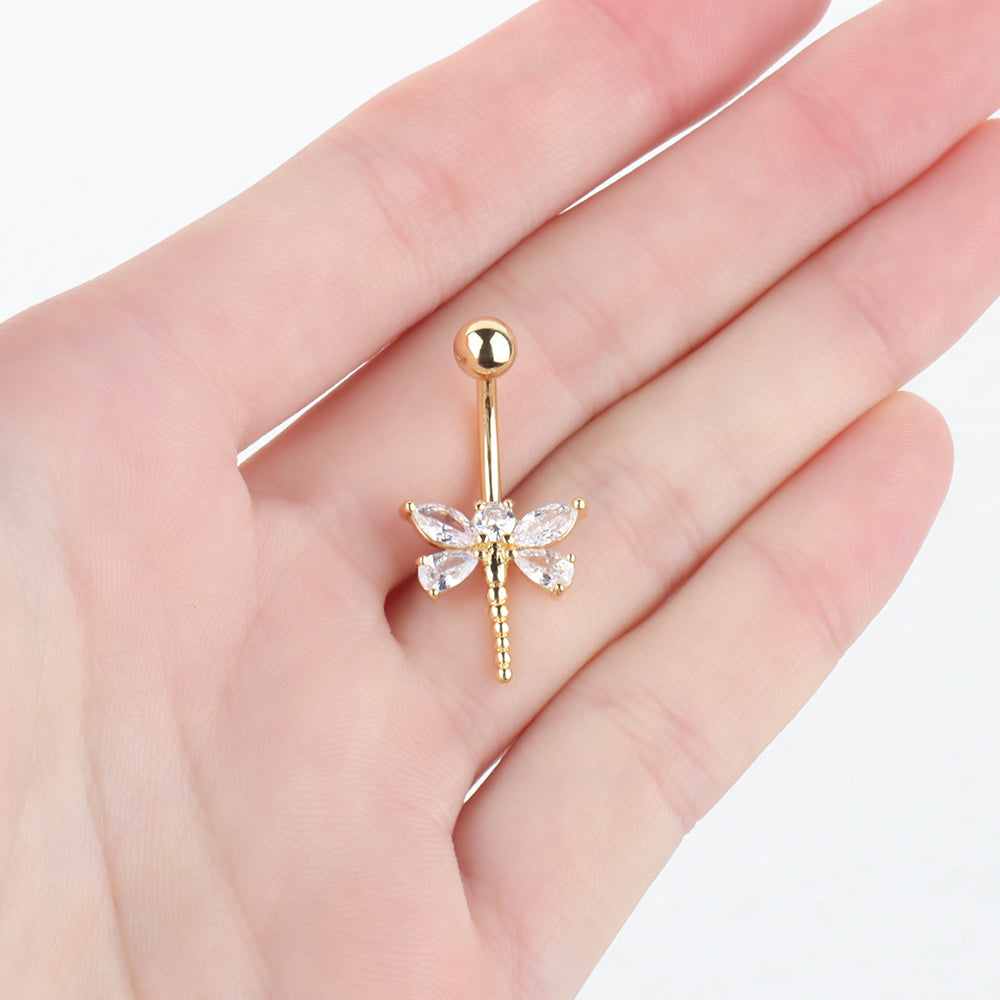 Dragonfly Belly Ring - Stainless Steel - Navel - Oumo Jewelry