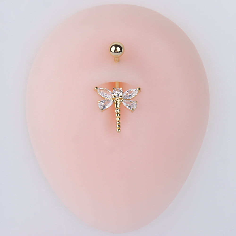 Dragonfly Belly Ring - Stainless Steel - Navel - Oumo Jewelry