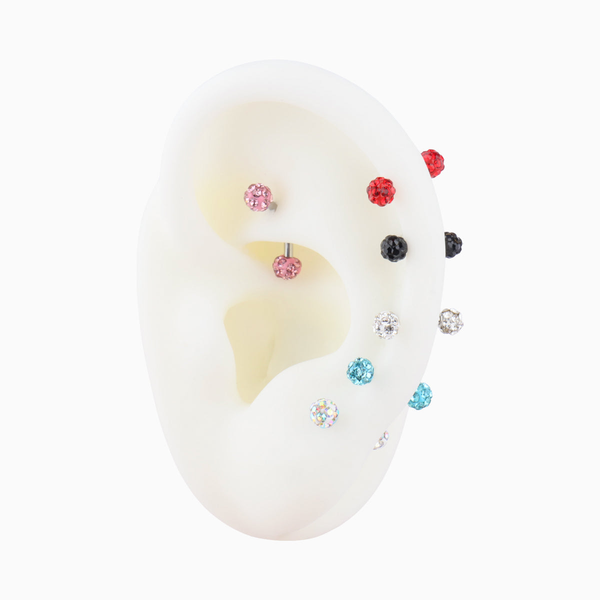 Charm Ball Curved Barbell - Stainless Steel - Rook, Eyebrow, Vertical Labret - Oumo Jewelry