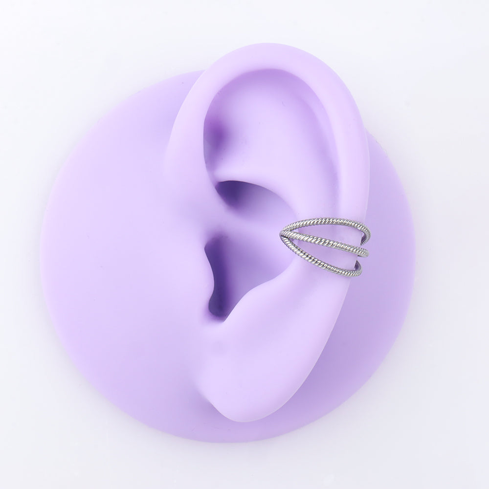 Three-Layer Twist Clicker - Stainless Steel - Lobe, Conch - Oumo Jewelry