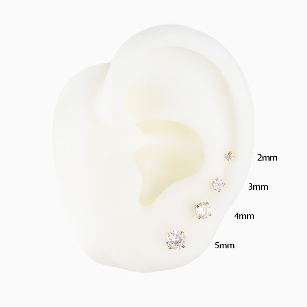 Threadless Sparkle Gems Flatback Stud - Stainless Steel - Helix, Forward Helix, Upper Lobe - Oumo Jewelry