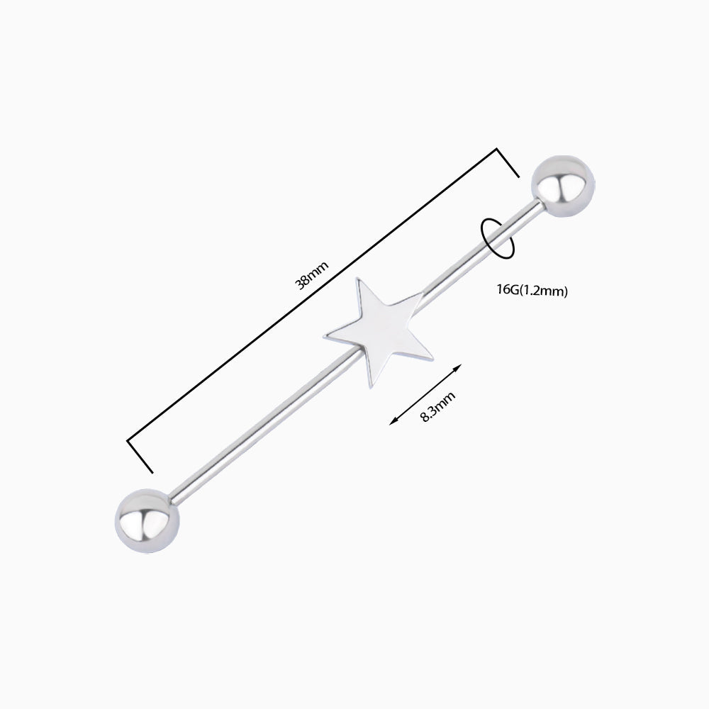 Star Industrial Piercing - Stainless Steel - Industrial - Oumo Jewelry