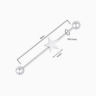 Premium Star Industrial Piercing - OhmoJewelry