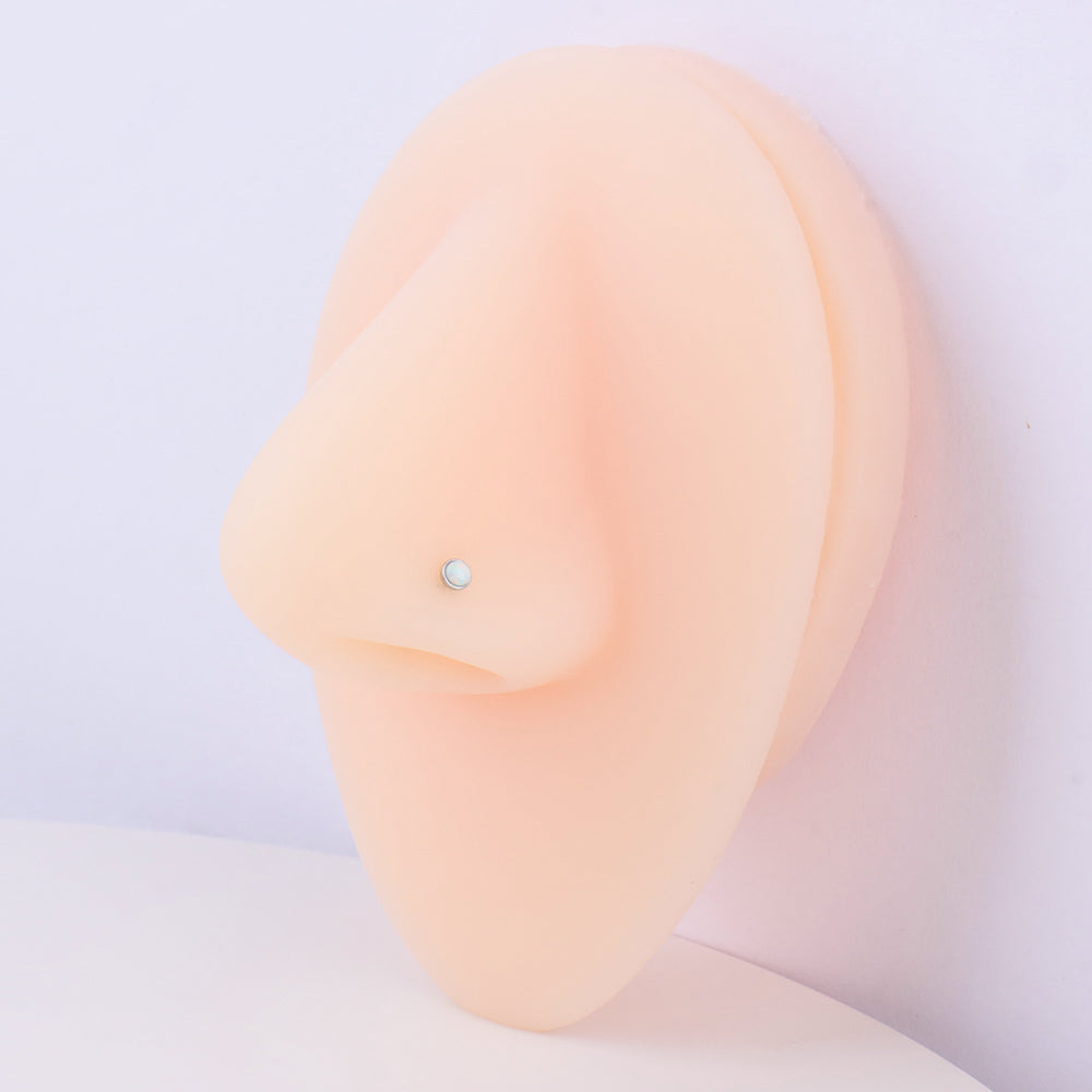 Opal Nose Stud - Stainless Steel - Nostril - Oumo Jewelry