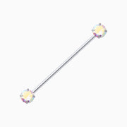 Basic Round Gem Industrial Barbell - Stainless Steel - Industrial - Oumo Jewelry