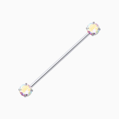 Basic Round Gem Industrial Barbell - OhmoJewelry