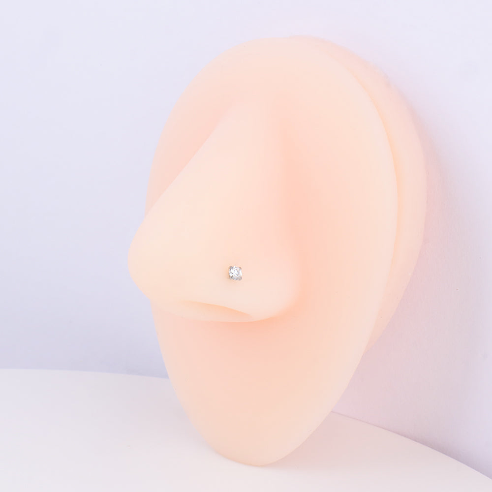Basic Gem Nose Stud - Stainless Steel - Nostril - Oumo Jewelry