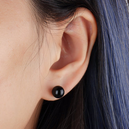 Black Agate Stud - OhmoJewelry