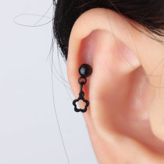 Black Hollow Flower Drop - OhmoJewelry
