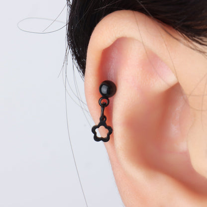 Black Hollow Flower Drop - OhmoJewelry