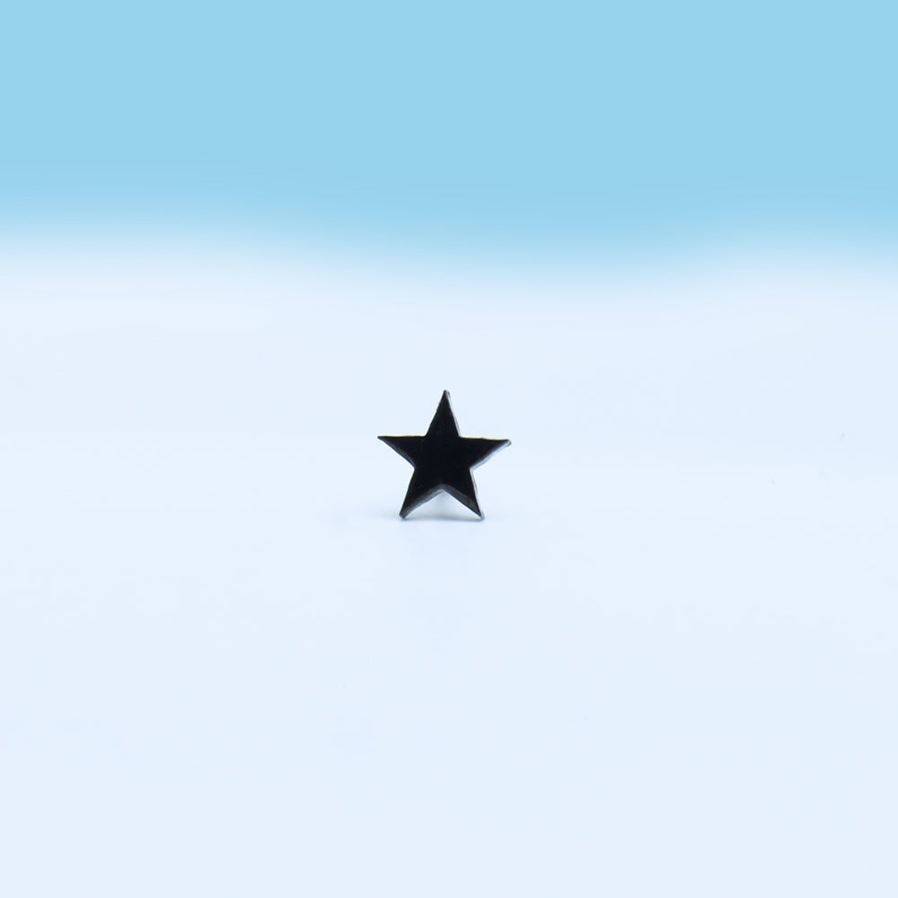 Black Mystic Star Stud - Stainless Steel - Upper Lobe, Helix, Flat - Oumo Jewelry