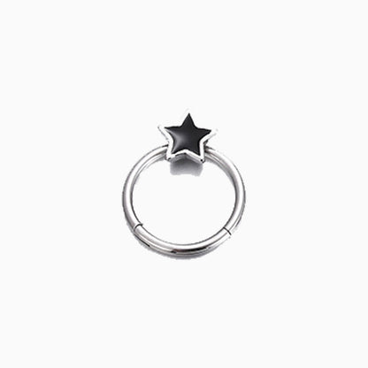 Black Star Clicker Hoop - OhmoJewelry