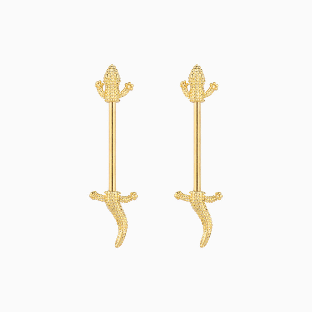 Gecko Nipple Rings - Stainless Steel - Oumo Jewelry