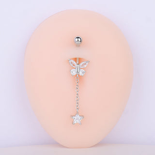 Butterfly Chain Star Pendant Belly Ring - OhmoJewelry