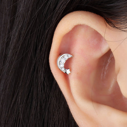 Crescent Star Stud - OhmoJewelry